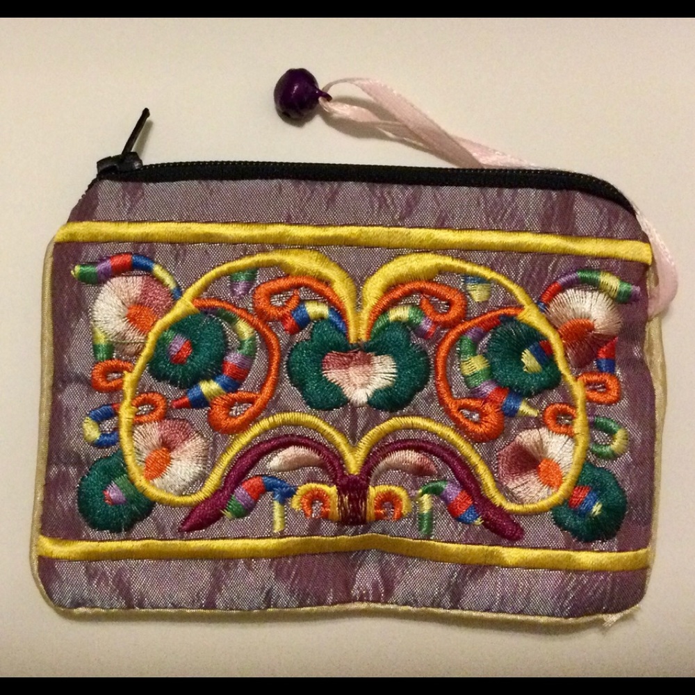 2 pieces Bundle Small Handmade Cloth Purse Pouch Wallet Bag
